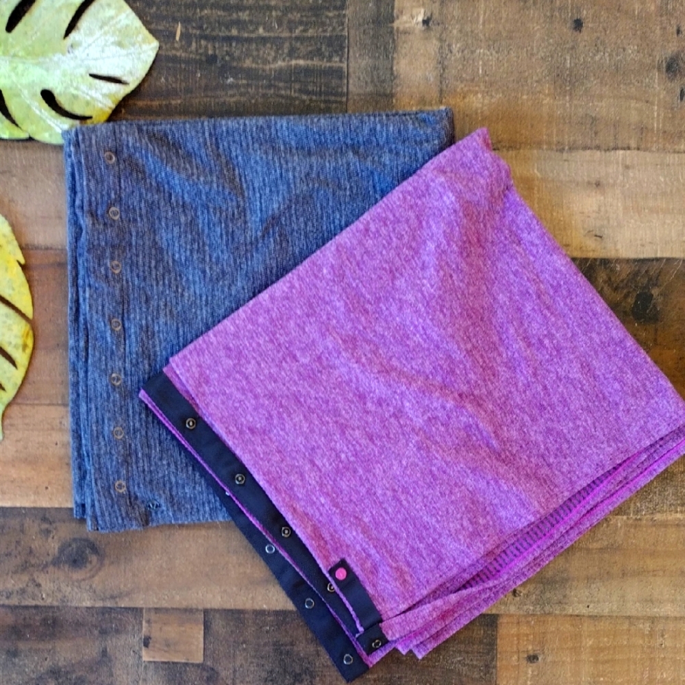 Lululemon Purple and Gray Snap Button Wraps Scarfs Bundle Set